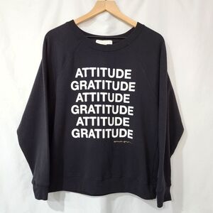 Spiritual Gangster NWT Womens Gratitude Gemma Sweatshirt Sz‎ XS Black White Cozy
